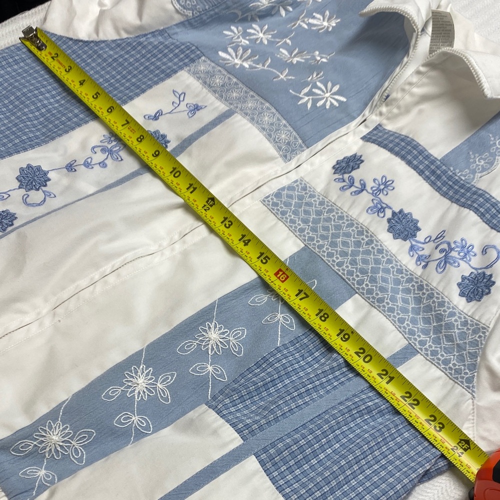 Koret Blue White Patchwork Embroidered Coastal Zi… - image 8